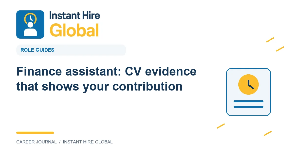 Finance assistant: CV evidence that shows your contribution